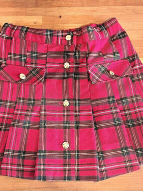 H&M Plaid Mini Skirt Pink & Black Medium Like New